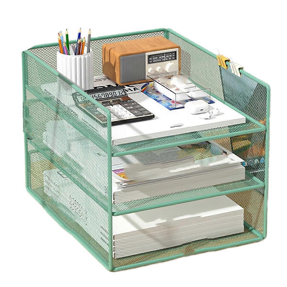 Office File Organizer Metallgitter Schreibtisch-Organizer mit dreischichtigem Design Multifunktionaler Aktenhalter