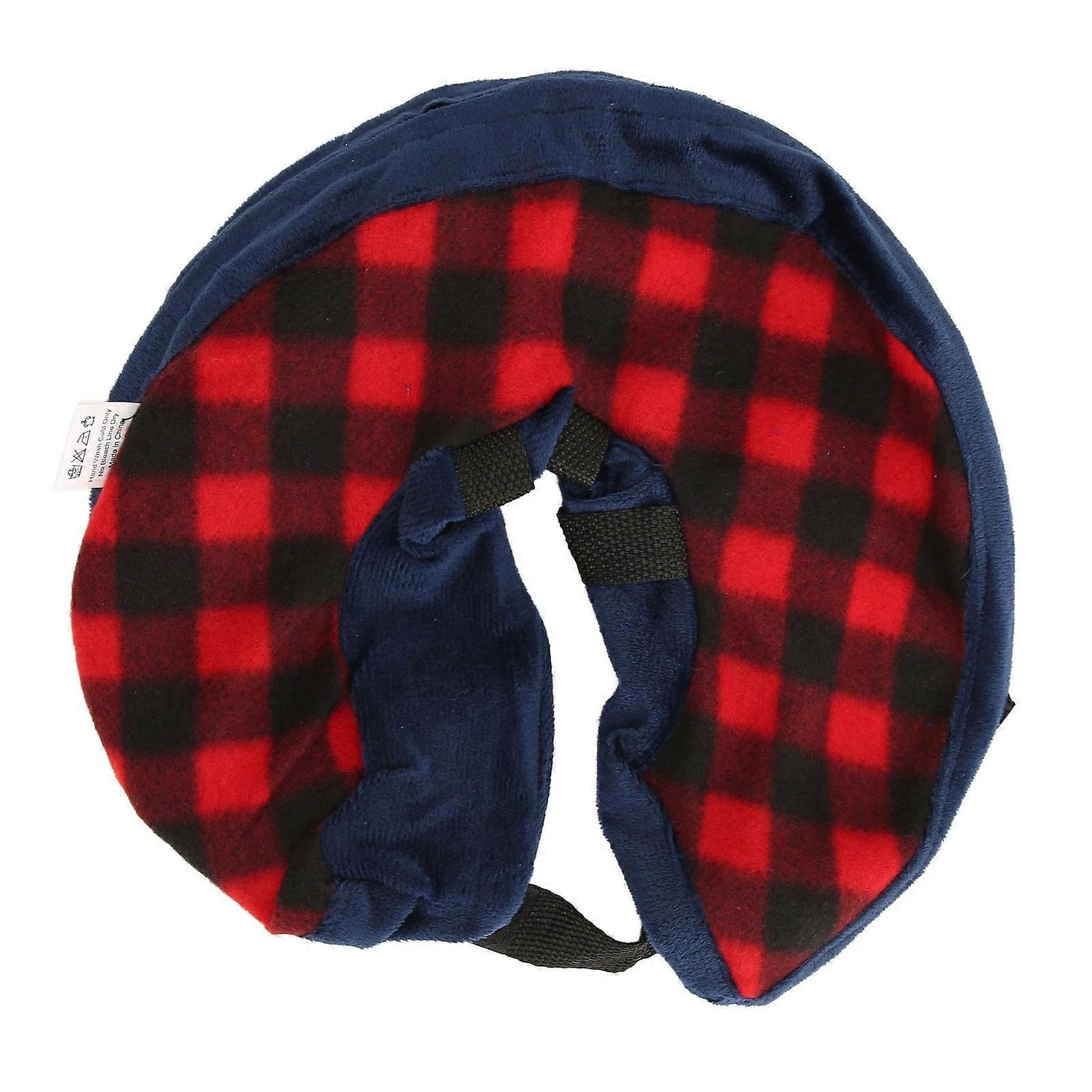 Inflatable Pet Recovery Collar Soft Adjustable Plaid Red S