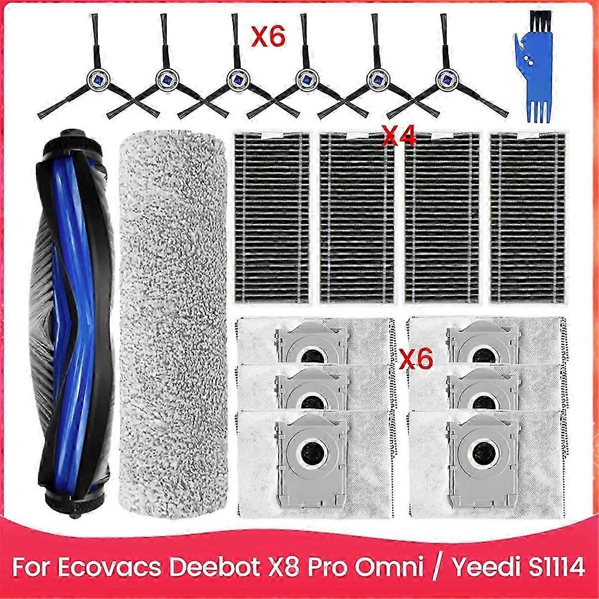 19PCS Brush Dust Bag and Filter Set for Ecovacs Deebot X8 Pro Omni, Yeedi S1 4 Vacuum Cleaner