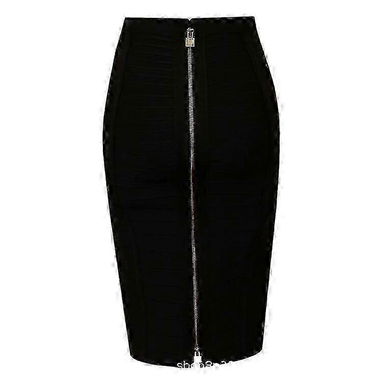 Knit polyester midi skirt with zipper design to highlight women's advantages