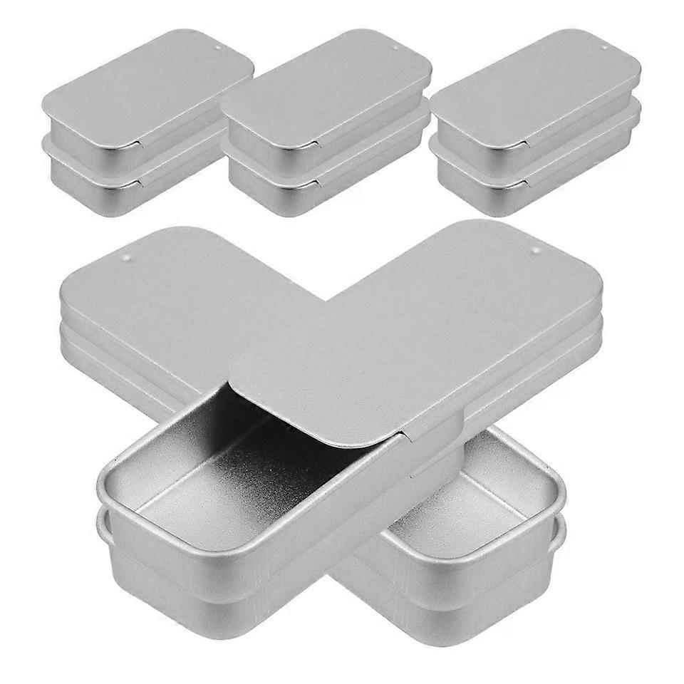 Slide Top Tin Storage Box, 5 Pcs Sliding Cover Containers for Small Items