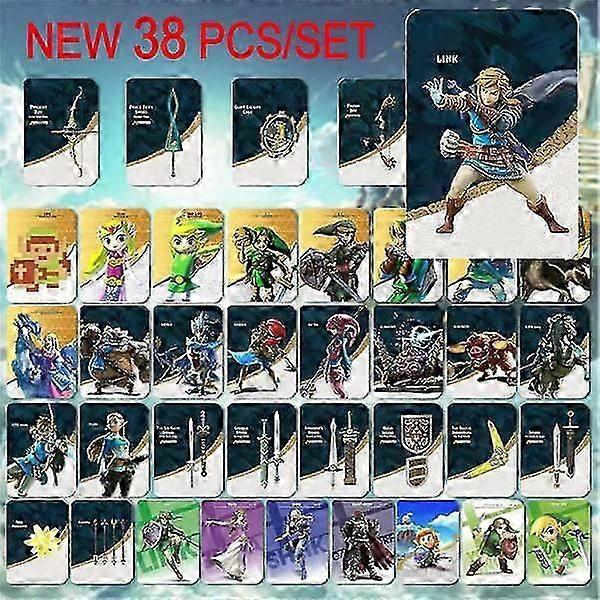 38-Piece NFC Amiibo Card Set for The Legend of Zelda: Tears of the Kingdom and Breath of the Wild - Link Character Collection