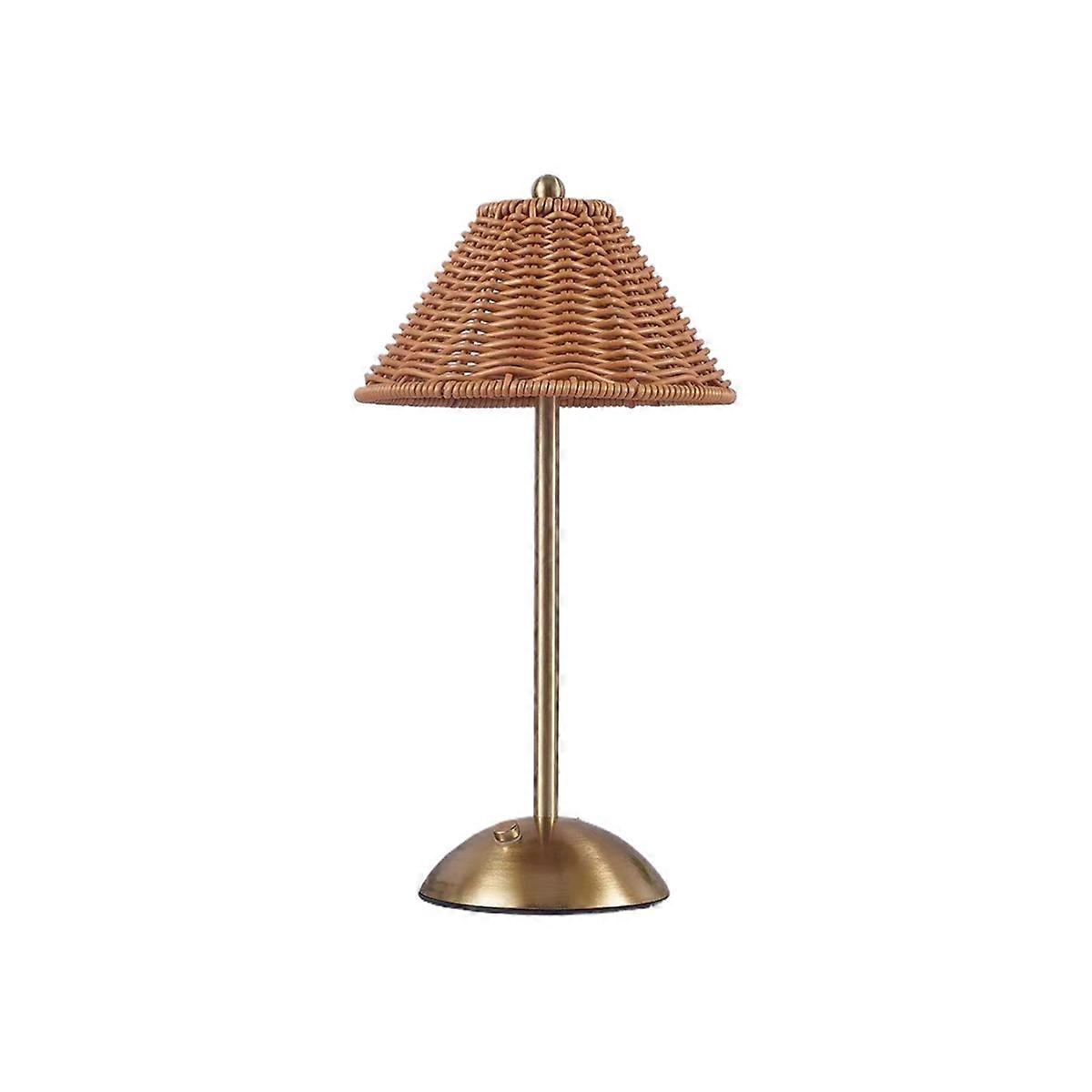 LED Rattan Rechargeable Desk Lamp 3 Color Light Changing Southeast Asian Style Decor Lamp Brown