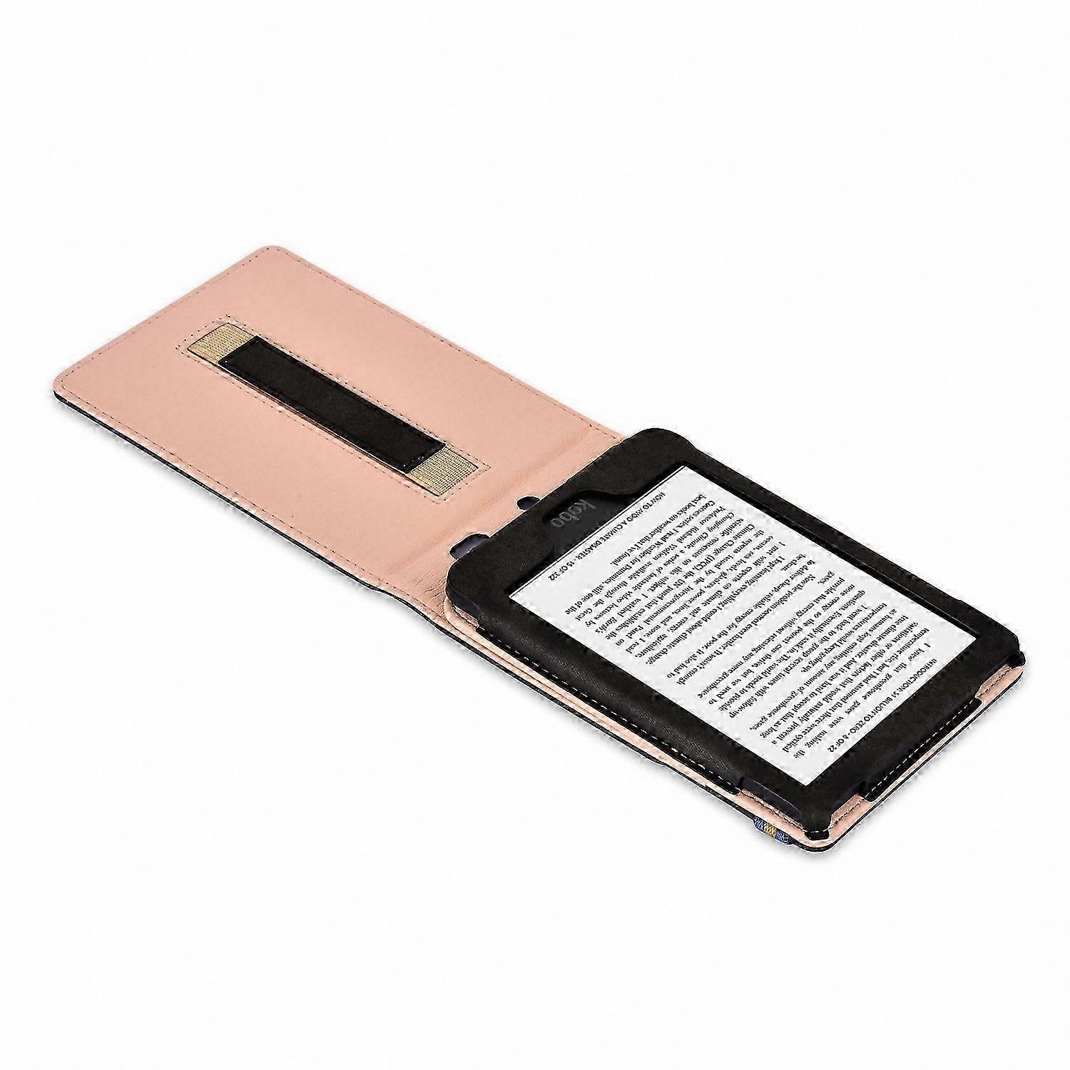 E-Reader Protective Cover with Auto Wake/Sleep Function and Hand Strap - Black PU Leather