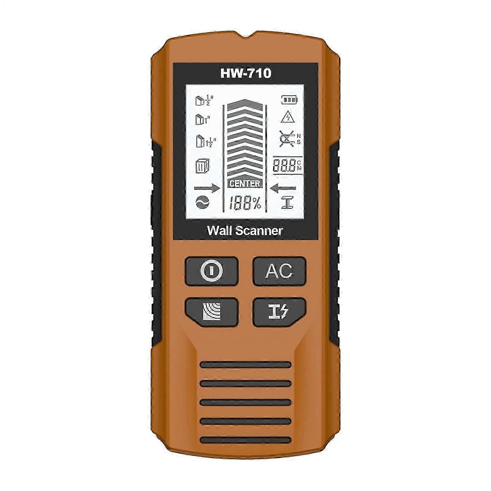 LCD wall scanner for metal detection, handheld stud finder for wood and cables (Yellow)