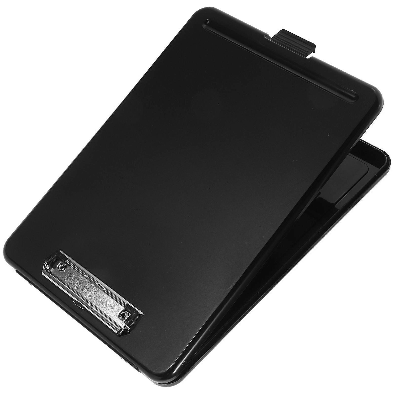 File Storage Clipboard With Storage Clip For Document Clamping Black Plastic 1Pack