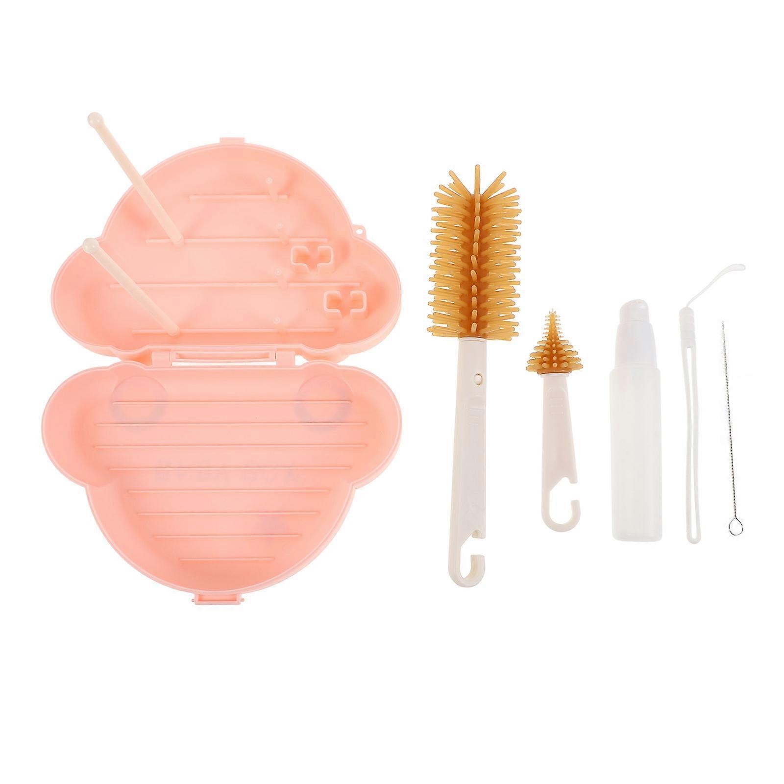 Baby Bottle Drying Rack And Cleaner Kit Travel Design Portable Cleaning Pink 13.00X3.50X3.50cm 1Set