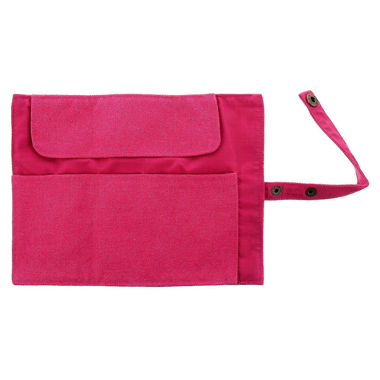 Watch Storage Roll Travel Case For Watch Collectors In Rosy Canvas Material With Large Capacity 1Set
