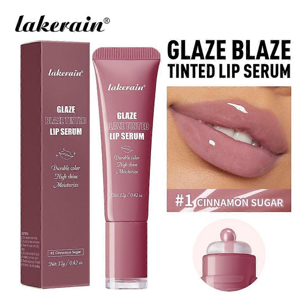 Tinted Lip Serum with Donut-Shaded Applicator,Hydrating Lip Serum for Glossy, Nourished Lips with Plumping Polypeptides,6 Colors for Choosing