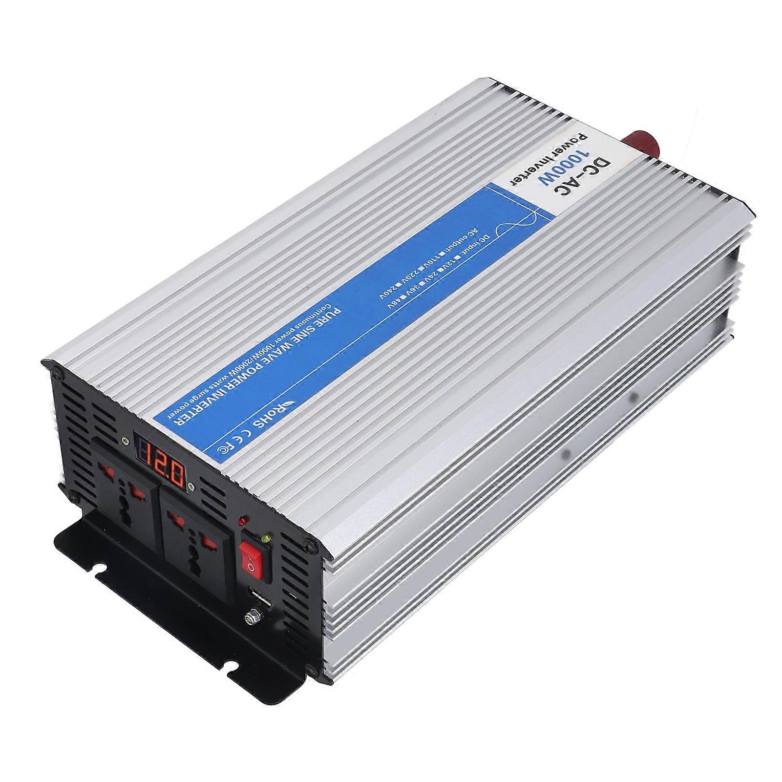 Power Inverter 1000W AC 220V Pure Sine Wave LED Digital Display Converter for Car