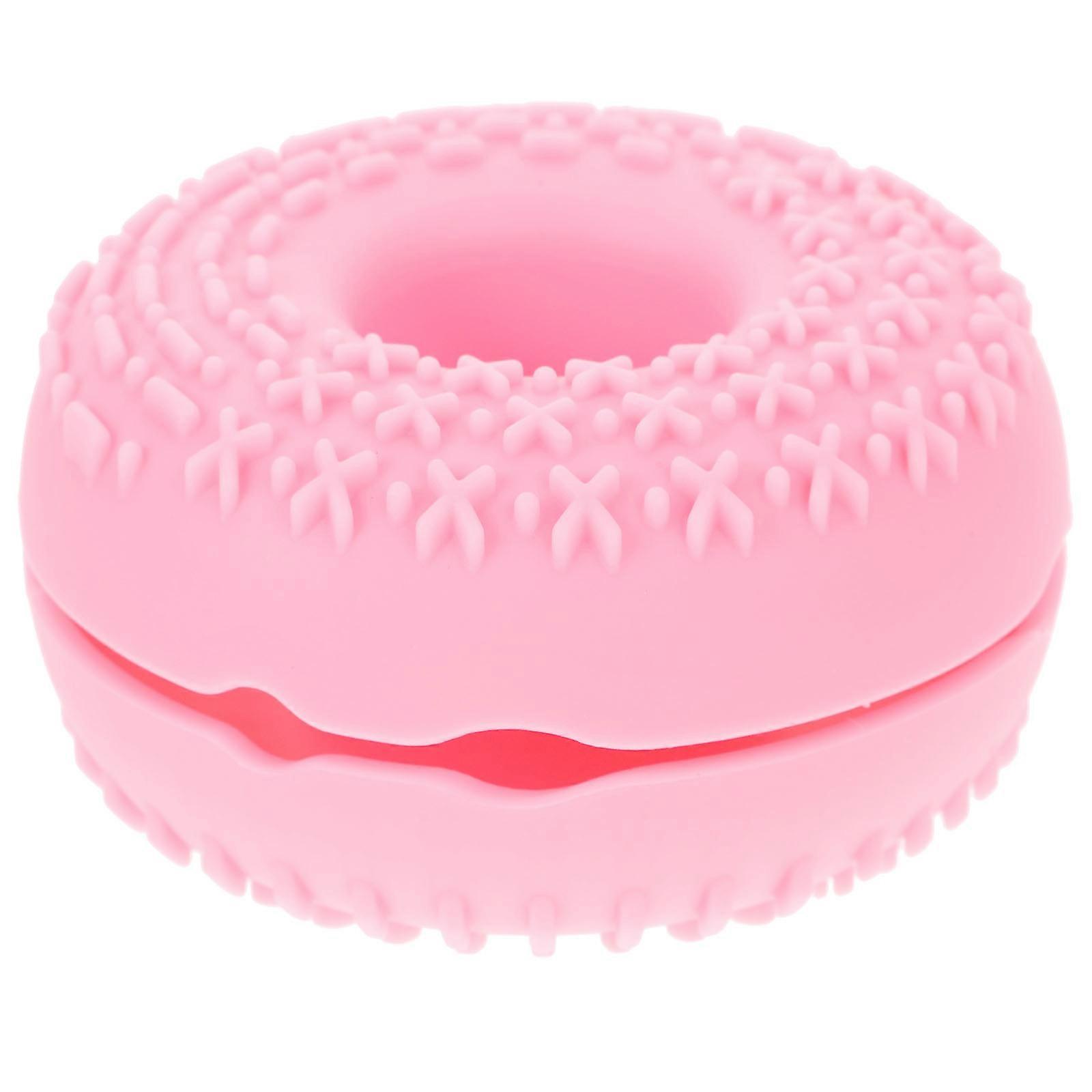 Makeup Brush Scrubber Pad Donut Shape Brush Drying Holder Small Items Silicone Pink 8.3x8.3cm 1Set