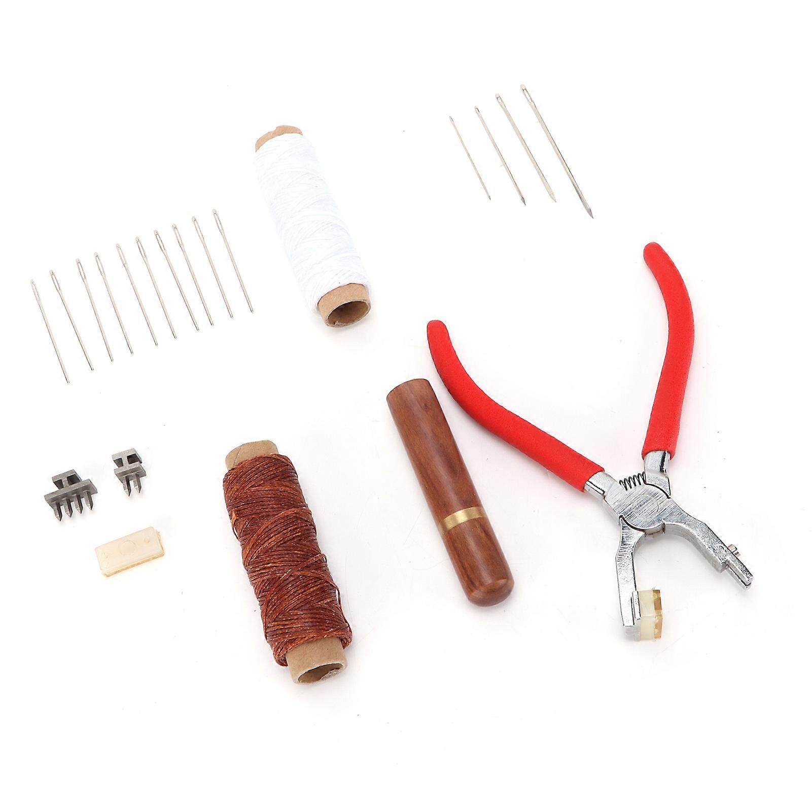 DIY Leather Sewing Kit with Steel Needles, Thread & Punching Pliers