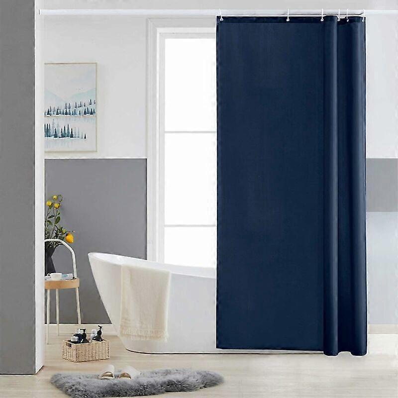Washable Shower Curtain Waterproof and Anti-Mold Textile Extra Long Navy Blue