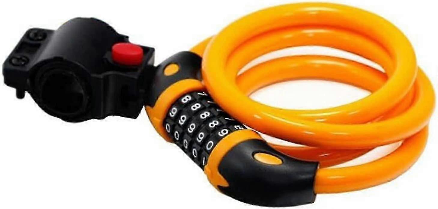 High Security Bike Lock With Resettable 5-digit Combination, 1.2m X 12mm (orange) (ShiKai)