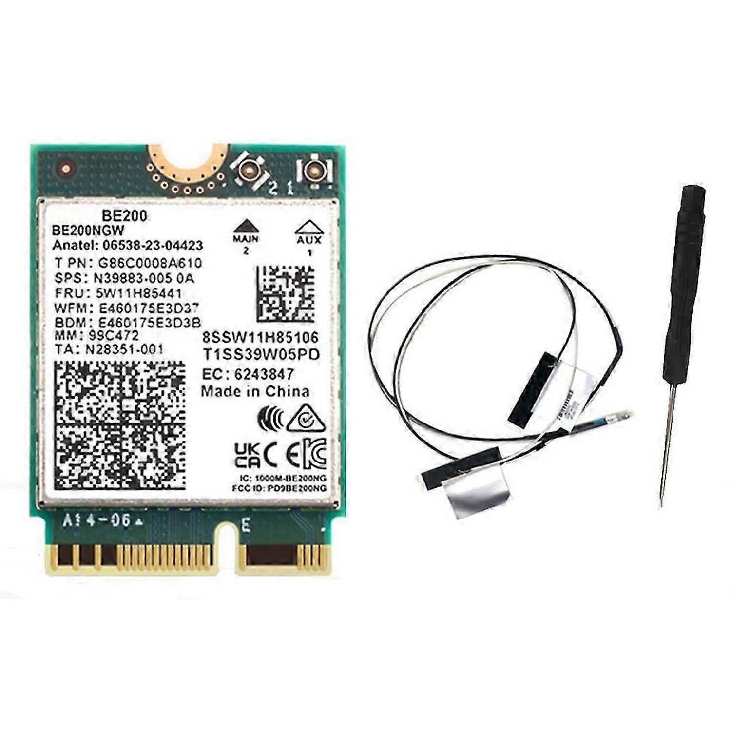 WIFI 7 BE200 WiFi Card+2PCS Antenna BT 5.4 Network Adapter for Win10