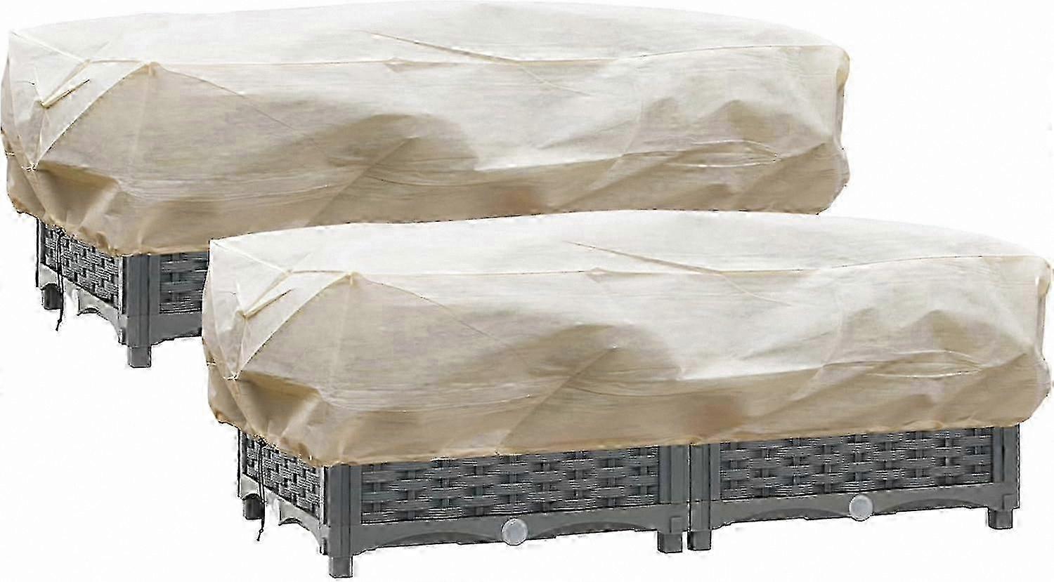 2-Pack Frost Protection Blanket for Plants, Rectangle Winter Plant Cover with Drawstring for Balcony and Garden Use