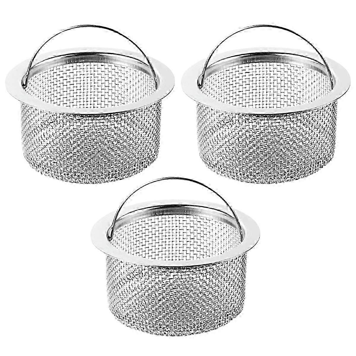 Kitchen Sink Strainer,3-Pack Sink Strainer Basket with Handle,6.8cm Diameter,Stainless Steel,Rust Free 2025