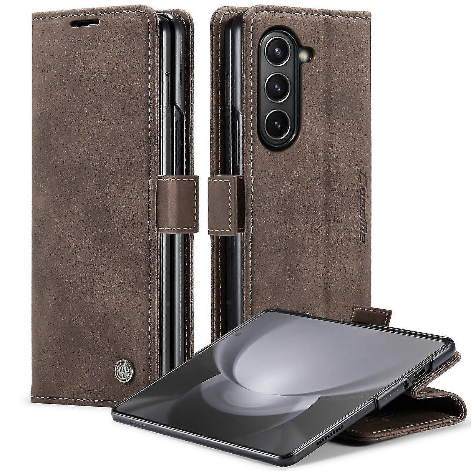 CaseMe-013 Multifunctional Retro Frosted Leather Phone Case For Samsung Galaxy Z Fold5