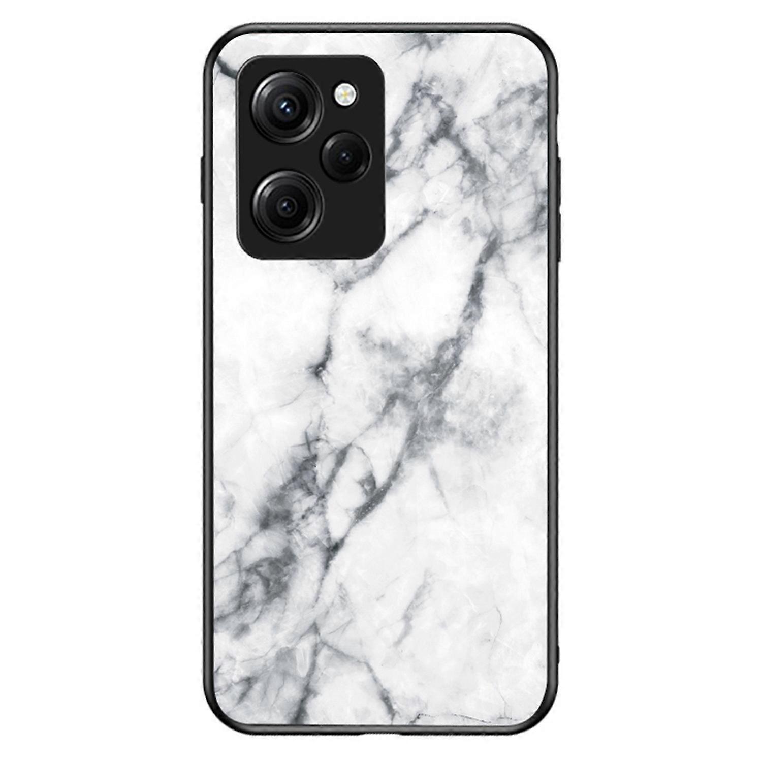 For Xiaomi Poco X5 Pro 5G/Redmi Note 12 Pro Speed 5G Marble Pattern Phone Case Tempered Glass+PC +TP
