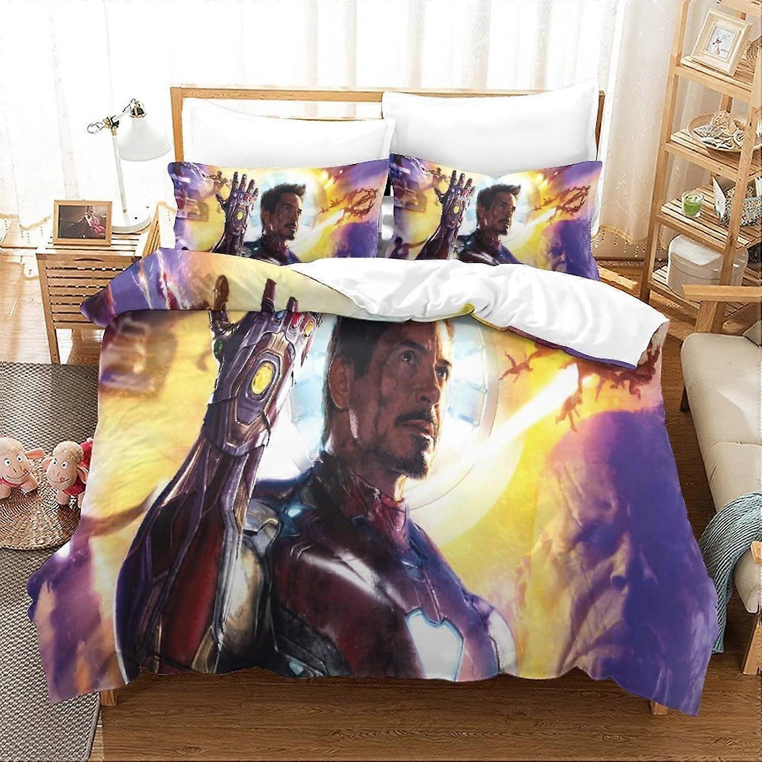 PIN1282 Duvet Cover Set Iron Man Bedding Set Movie Poster Bedspread Microfiber Bedding Cover Comforter Double200x200cm
