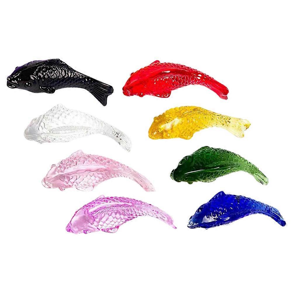 Crystal Fish Figurine Fish Statue for Decor 8Pcs Assorted
