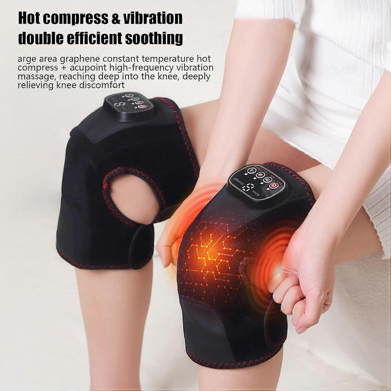 Heated Knee Massager Rechargeable Wrap With Vibration Adjustable Temperature Knee Elbow Shoulder 22.44x19.09x11.22 In
