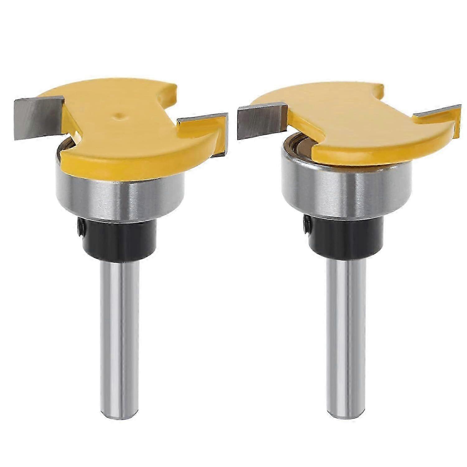2Pcs 6mm Shank Wood Cutter with Bearing Groove, T-Slot Router Bits, Woodworking Router Bits, Grooving Cutter, 6x4mm Woodworking Tool for Bookshelf
