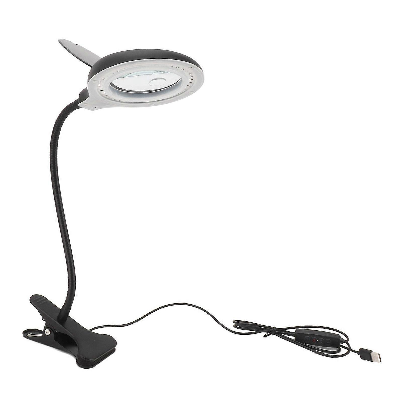 Clip On Magnifying Glass with Light Iron and PP Adjustable LED Magnifying Desk Lamp for Soldering Craft Reading