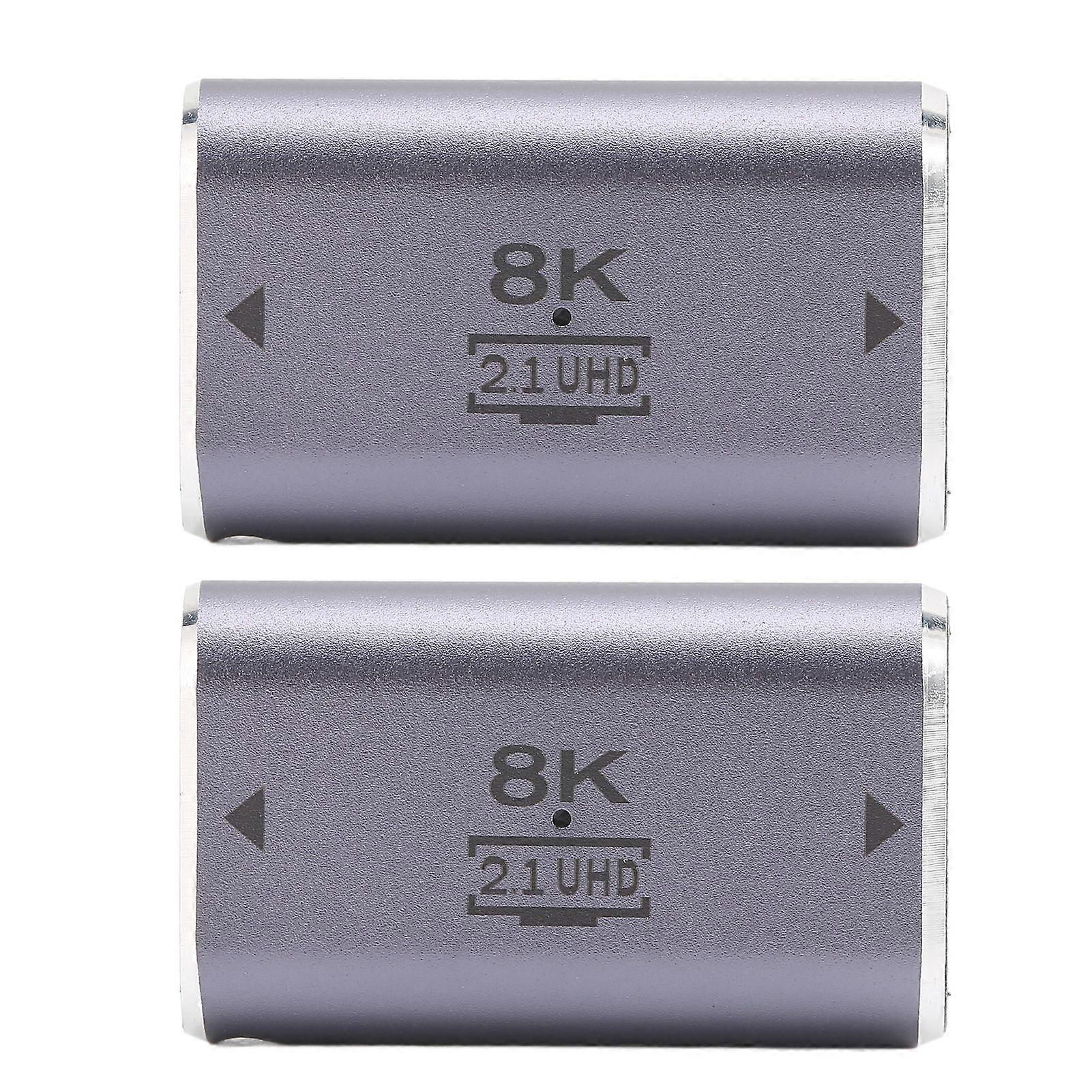2Pcs HD Multimedia Interface Female to Female Coupler Adapter 3D 8K HD Extension Adapter Connector for HDTVs Projectors