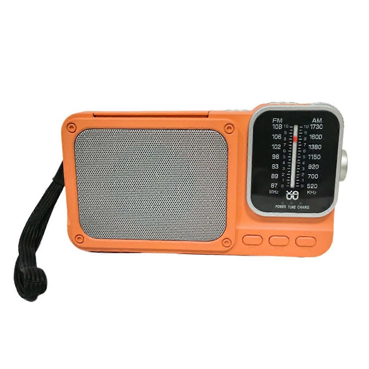 Portable FM AM Radio with Flashlight Rechargeable Radio Blueooth Speaker TF Card MP3 Music Player W
