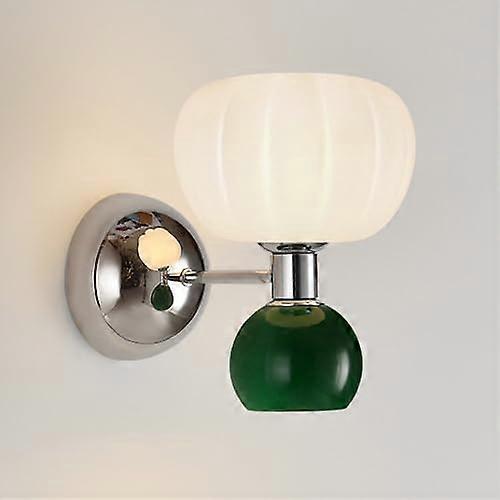 Wall Lamps French Cream Style Wall Sconce, Milk White And Green Finish, G9 Base Compatible, Living Room Kids Room