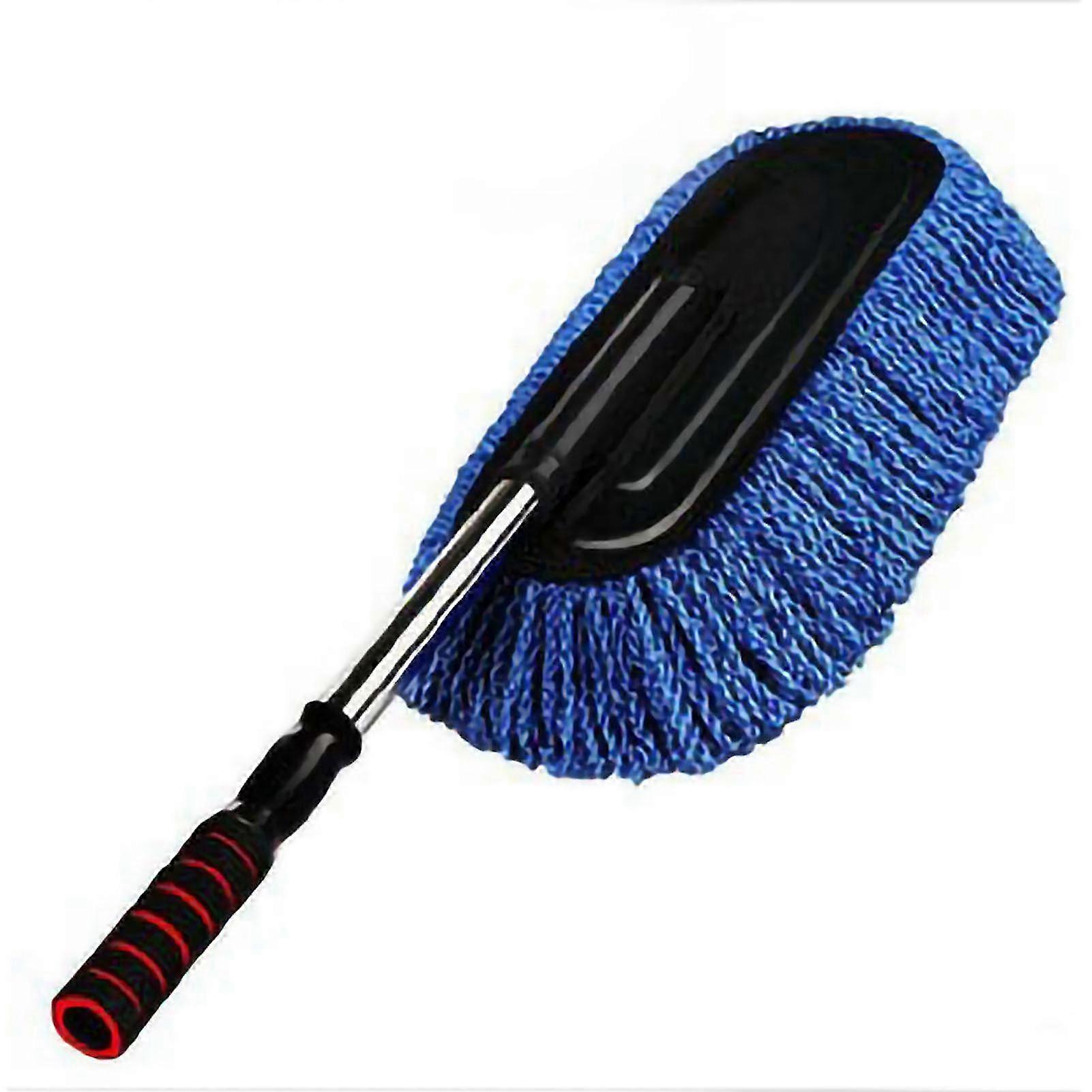 Scratch-Free Multipurpose Microfiber Car Wash Brush with Extendable Handle & Detachable Dust Mop - Blue 2025