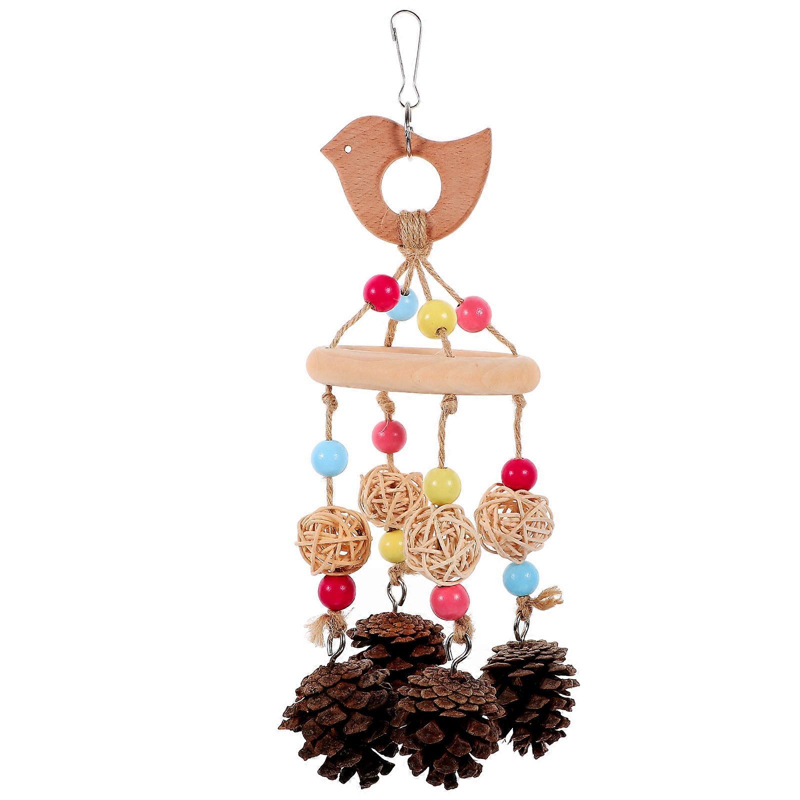 Bird Pine Cone Hanging Parrot Toy for Foraging Chewing 3Pcs Plaything