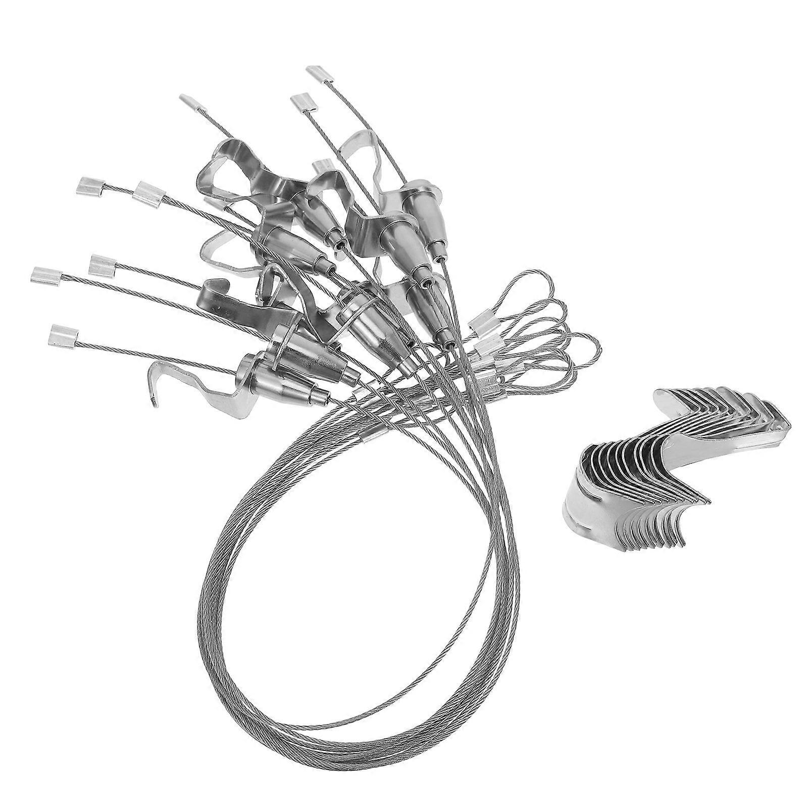 30 Sets Picture Display Hanging Wire Hooks For Wall Mounting Pictures Silver Color Ideal For Art Exhibitions