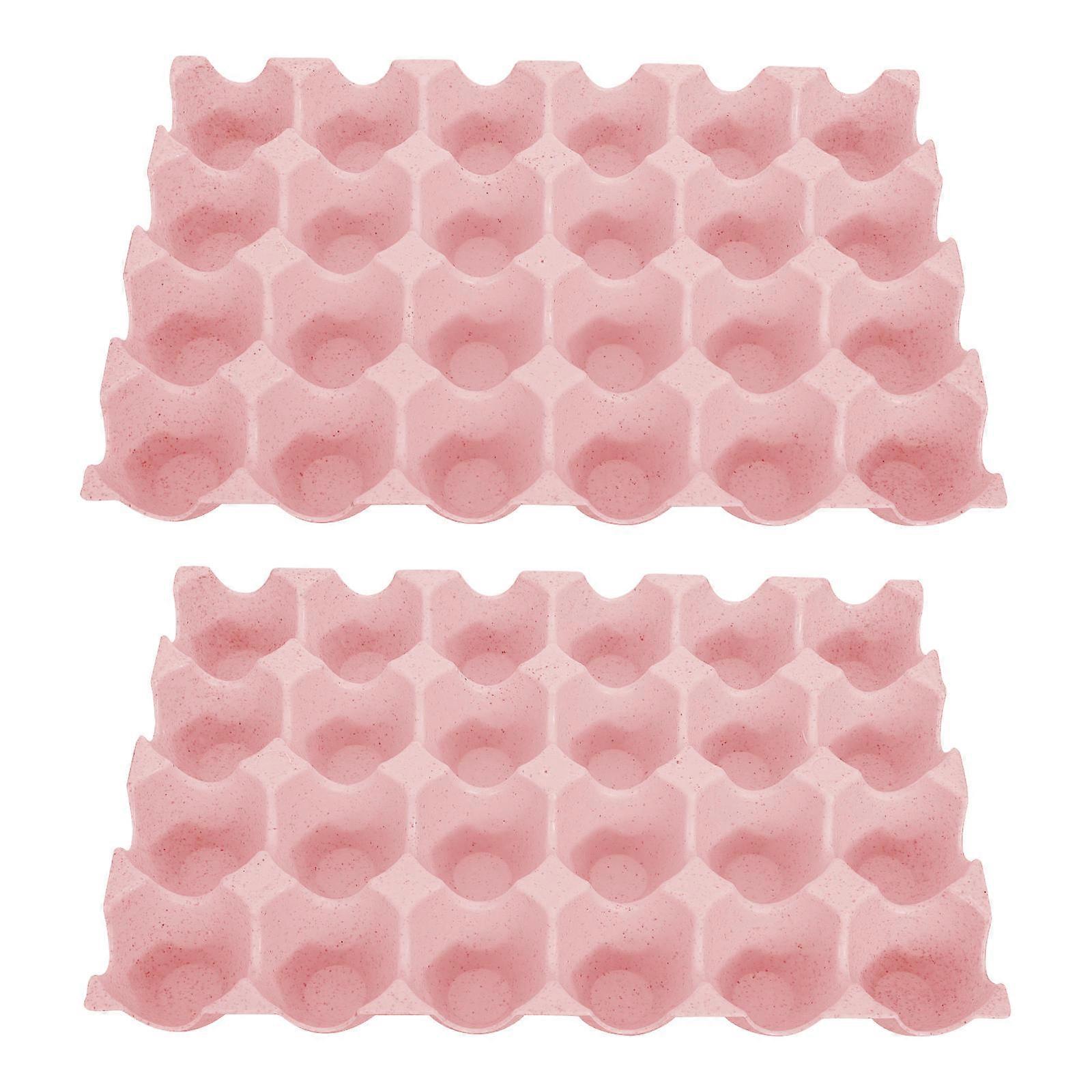 Egg Holder Durable Egg Tray for Refrigerator 2Pcs 24 Grids Pink
