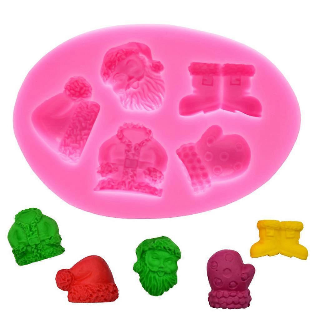 Pink Silicone Santa Claus Gloves Mold for Baking Use Kitchen Tool