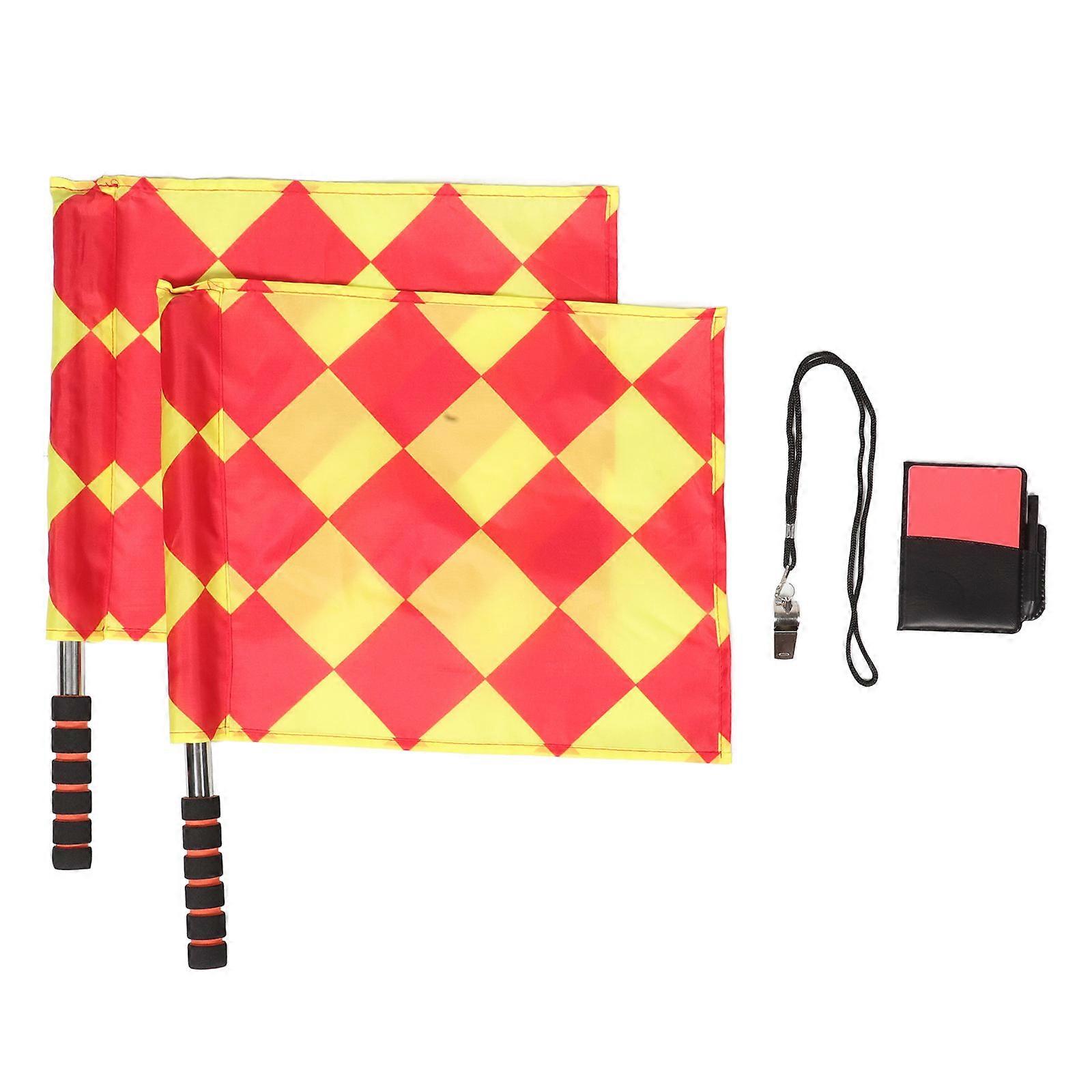 Soccer Referee Flags And Whistle Complete Set For Referees During Soccer Matches Including Cards And Recording Paper 2 Sets
