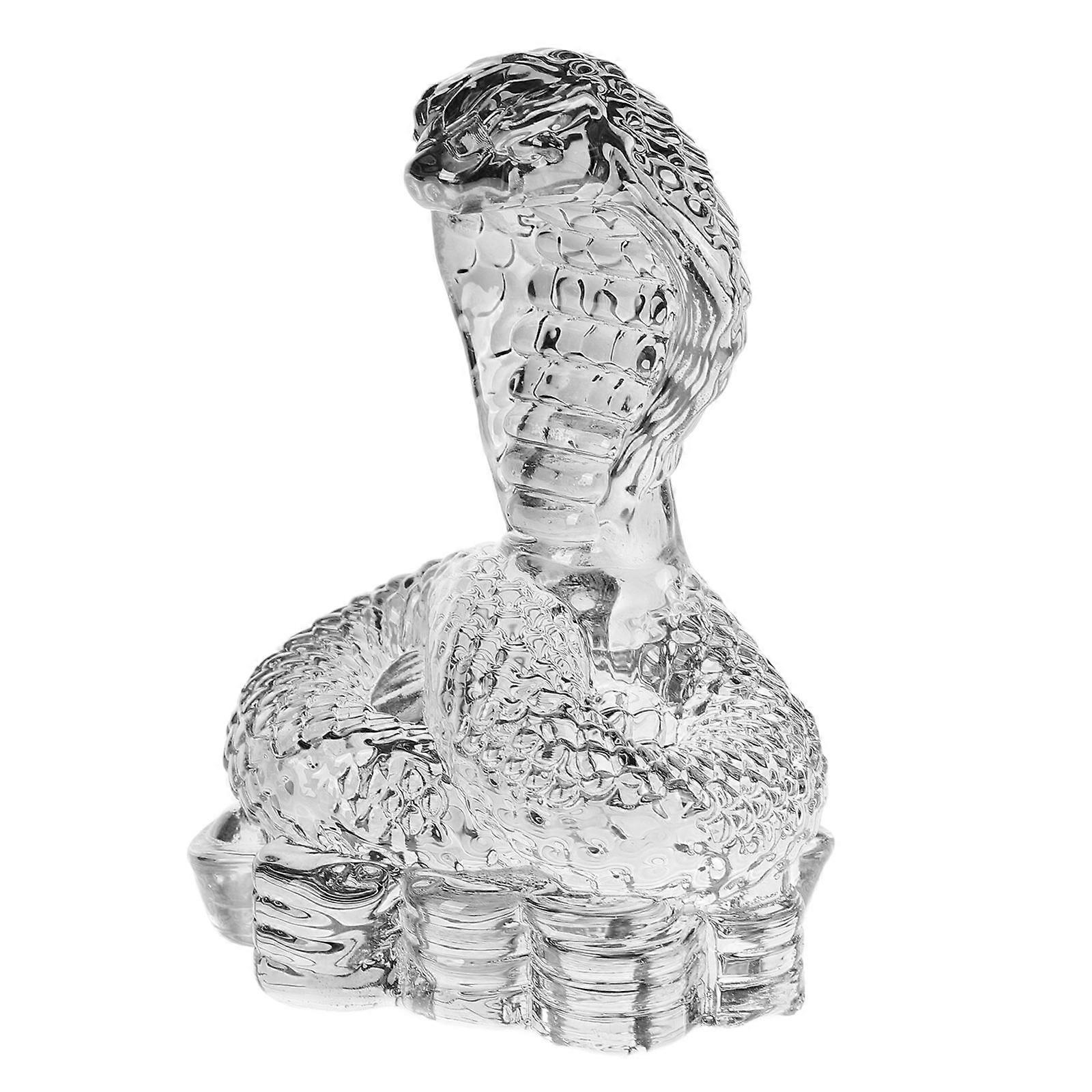 Crystal Snake Sculpture Ornament for Desktop 2Pcs Light Grey Figurines
