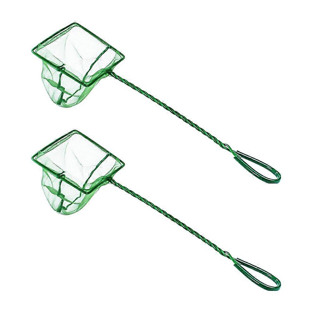 Landing Fishing Net Square Shape Compact Design for Home Use Fish Care 43x14.5cm Green 2Set