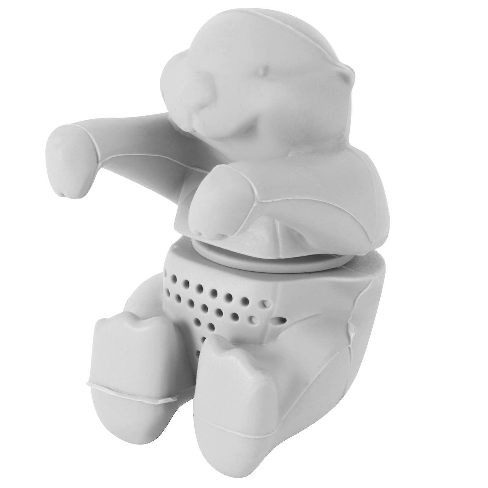 Otter Shape Tea Filter Silicone for Brewing 3Pcs Loose Leaf Tea Grey