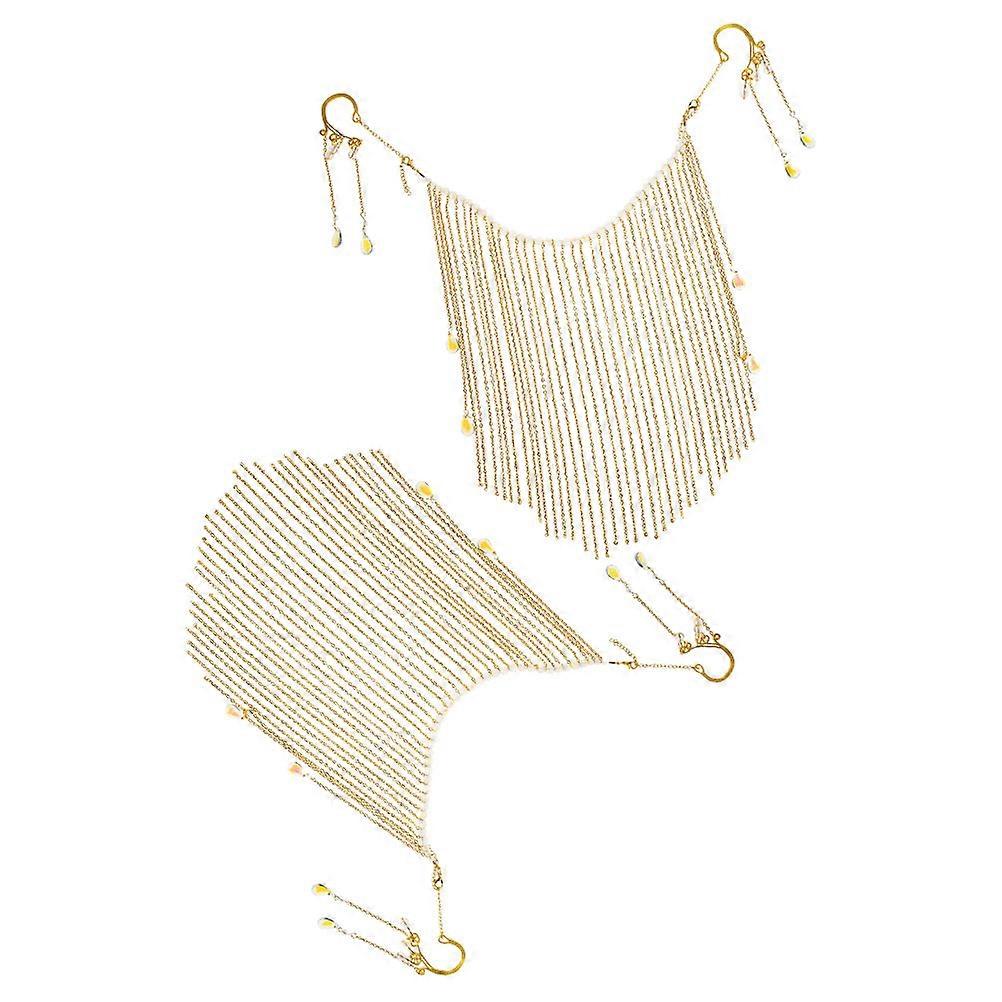 Golden Tassel Mask Chain for Hanfu with Elegant Tassel 8Pcs Set