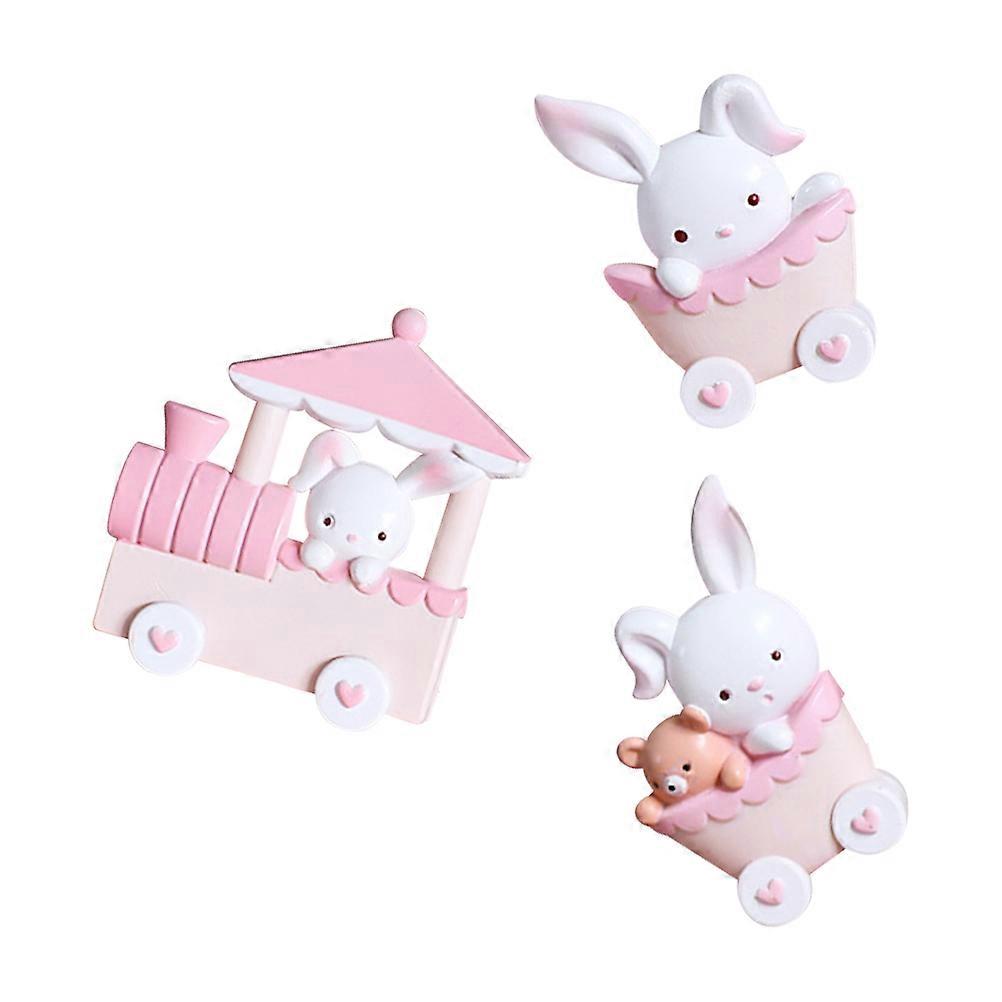 Bunny Train Ornaments Plastic Rabbit Train Decorations for 2Sets