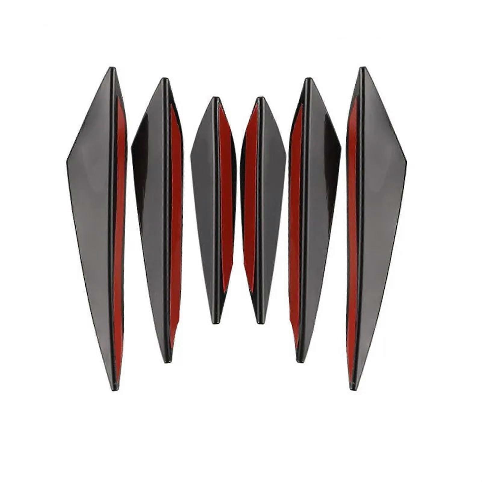 Side Skirts Universal Carbon Fiber Stripe 6Piece Set For Front Bumper Spoiler Black