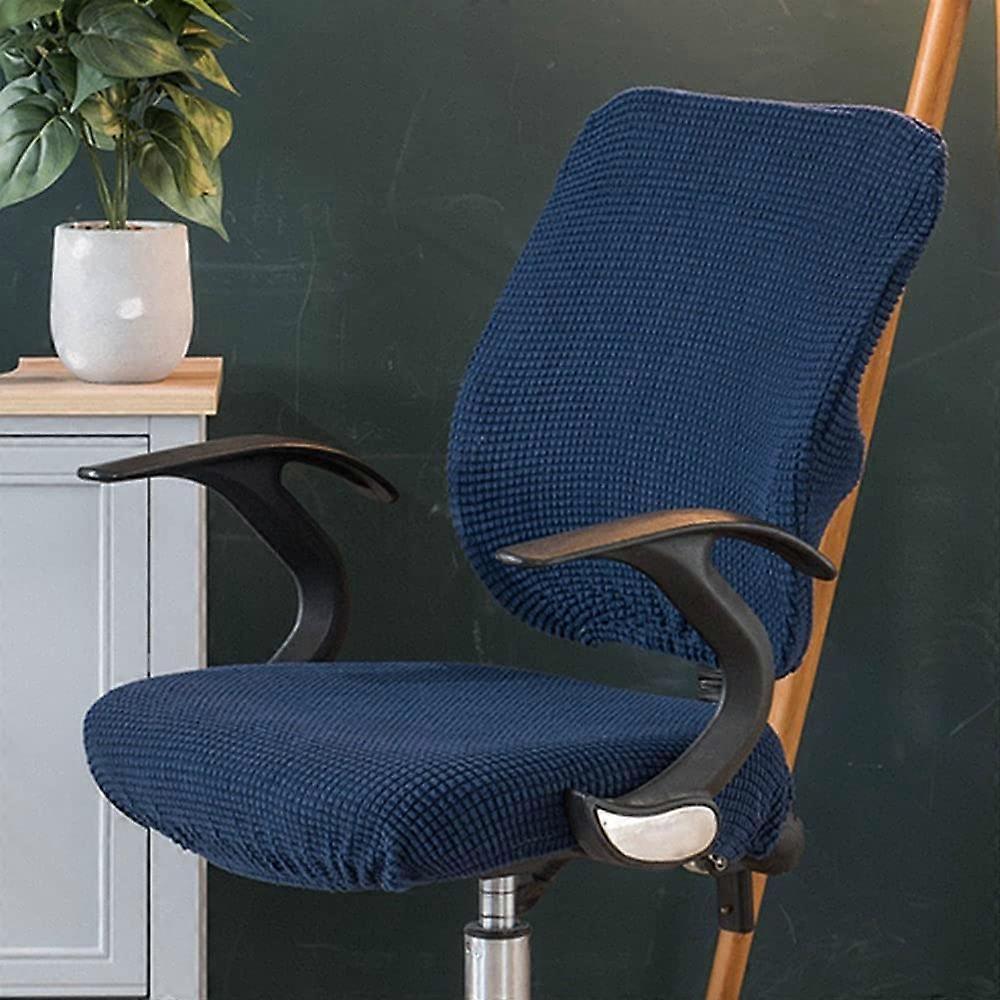 Elastic Stretch Spandex Chair Seat Covers 2Pack Removable Washable NonSlip For Dining Room And Office Chairs Dark Blue