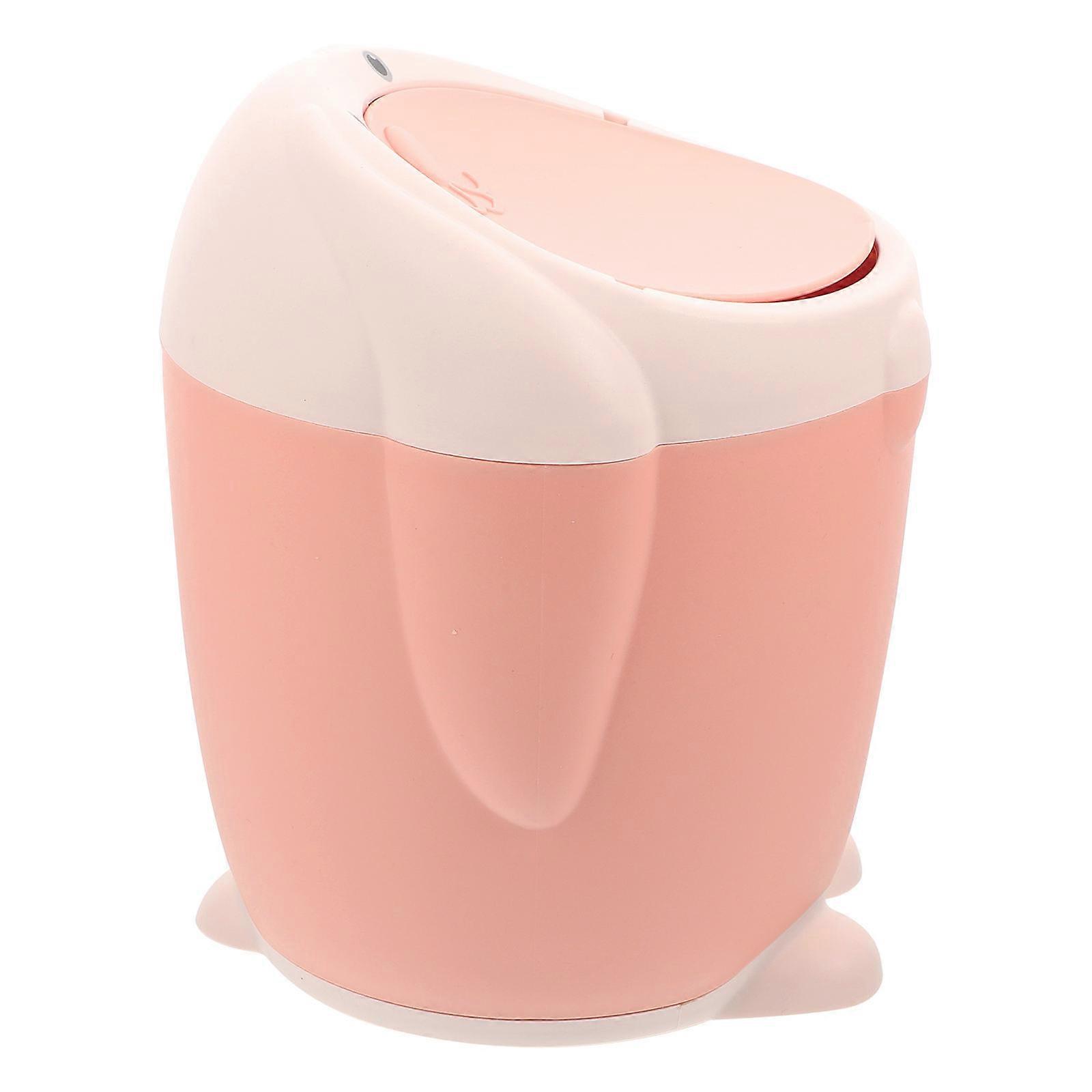 Pink Desktop Trash Can Small Garbage Can with Lid for Storage 2Pcs