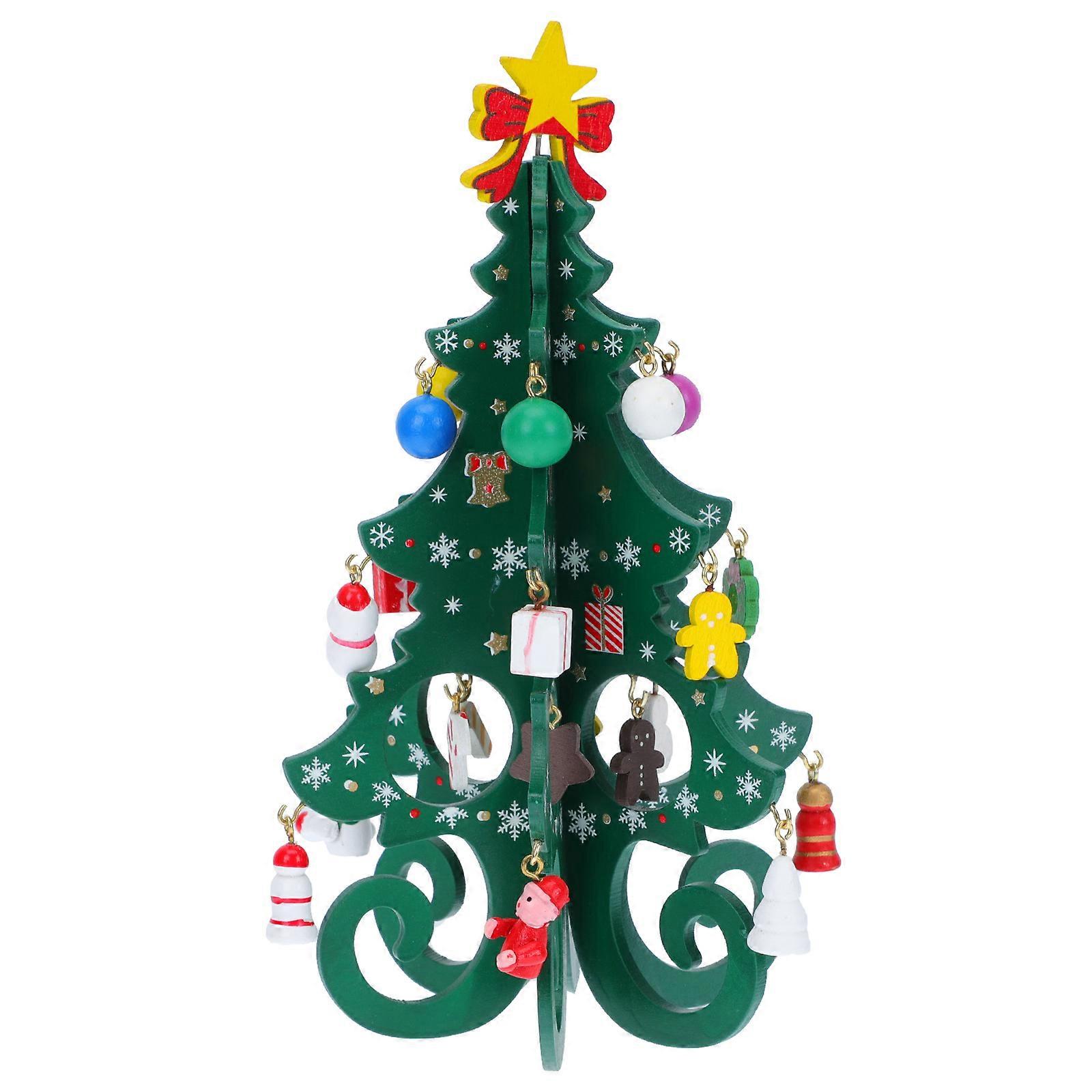 Desktop Christmas Trees Wooden DIY Xmas Tree Ornament for 2Sets