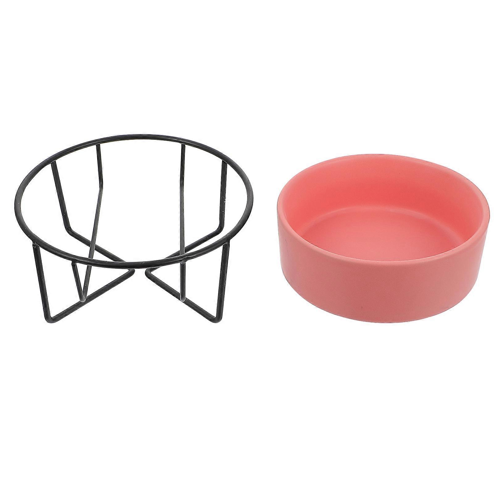 Protective Ceramic Pet Feeder Bowl with Stand 1Set for Cat Dog