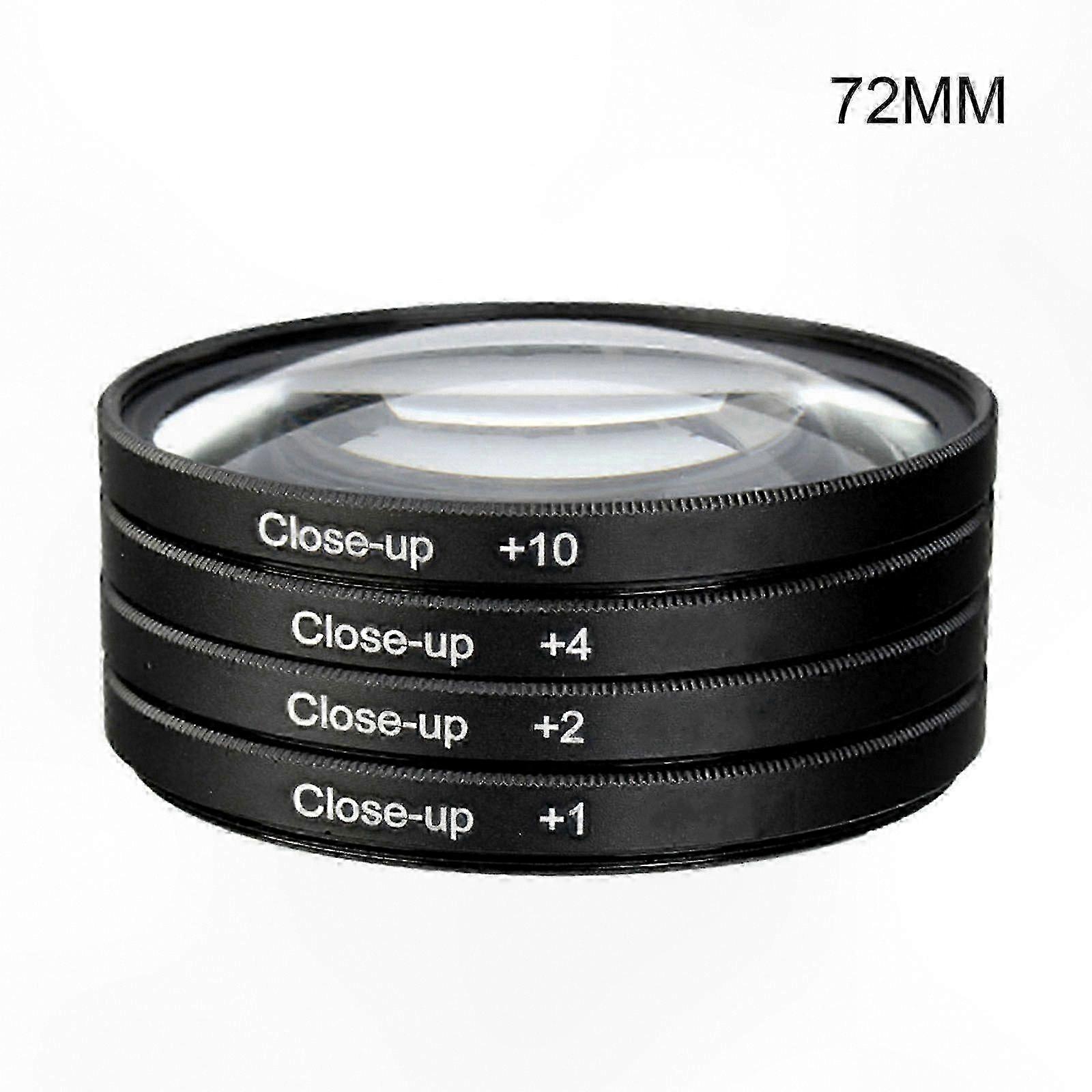Close-Up Lens Filter Set with 4 Diopters for 49-82mm Camera Lenses, +1 +2 +4 +10