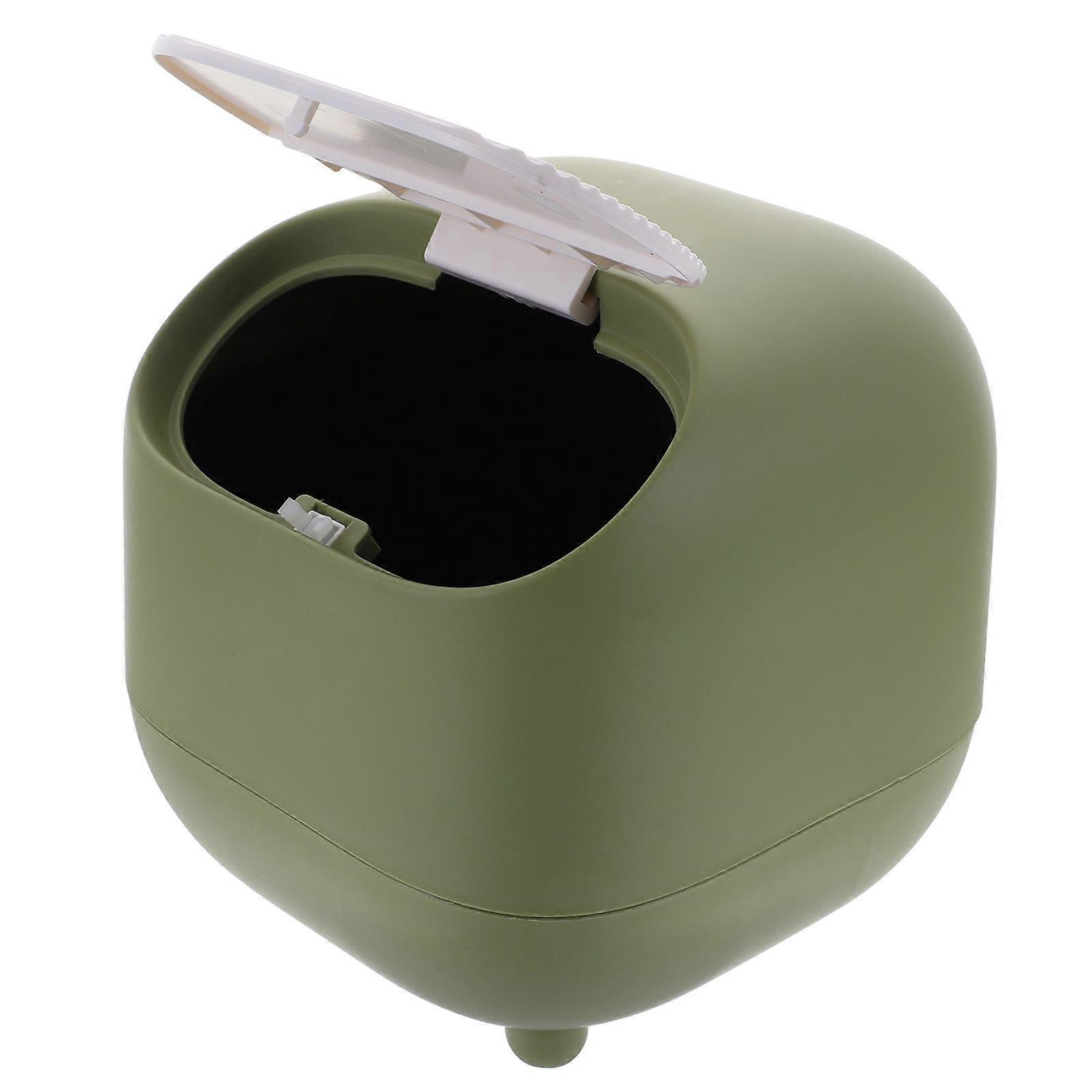 Green Decorative Trash Bin for Storage Use 3Pcs Small Desktop Wastebasket
