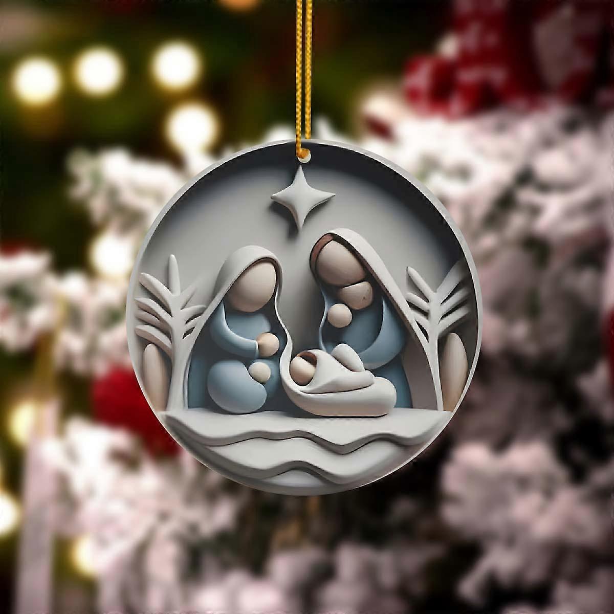 1PC Nativity of Jesus Acrylic Pendant Plate Hanging Sign for Indoor Outdoor Decor